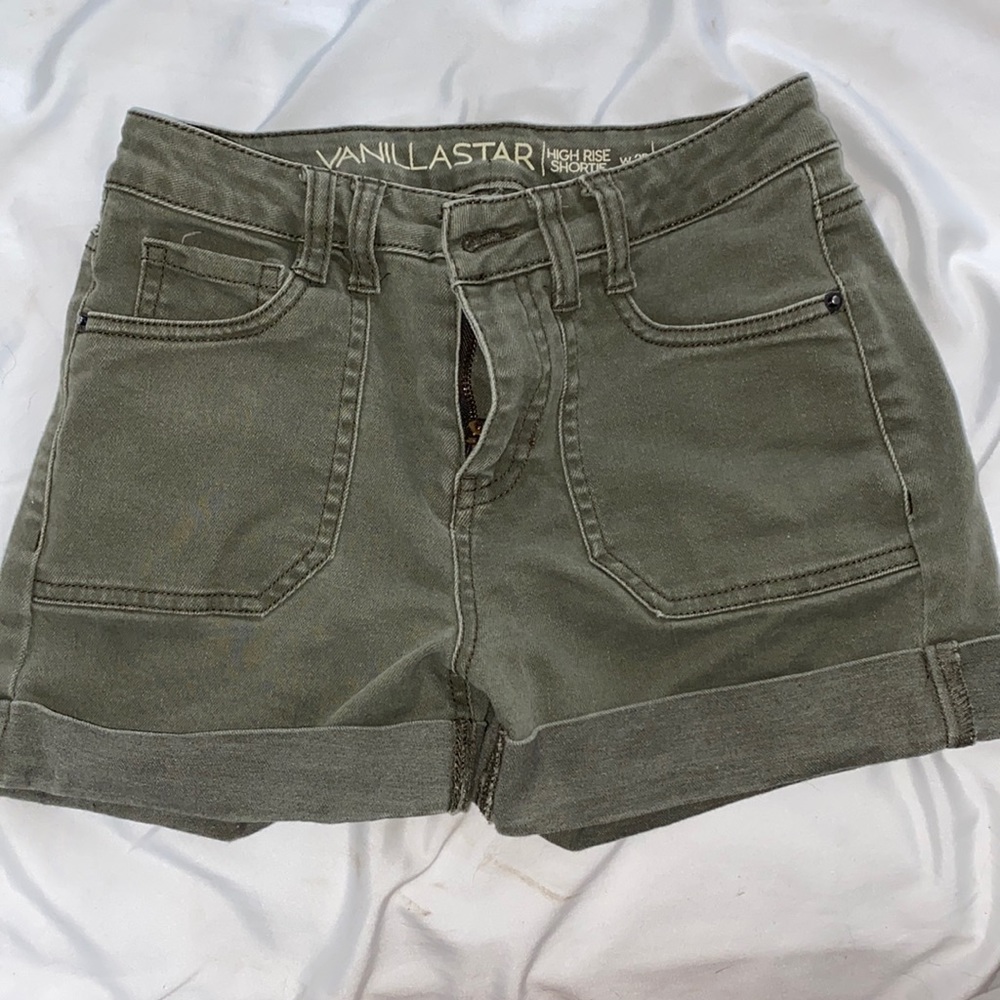 dark green jean shorts